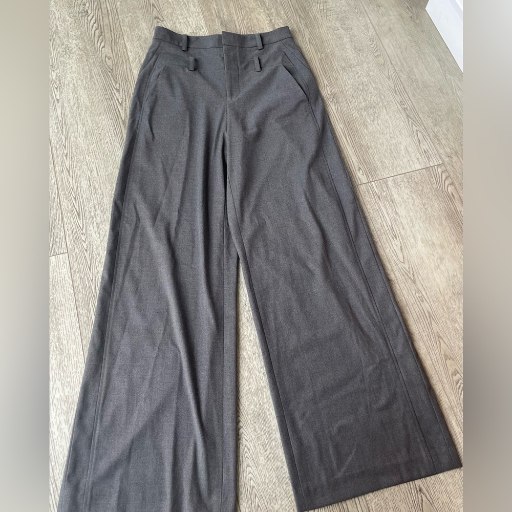 NEW- Alice + Olivia Gray Wide-Leg Double Waist Trouser